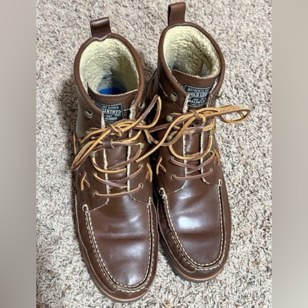 Ralph Lauren Brown Leather Men's Boots Size 14